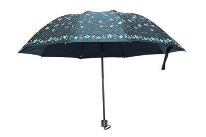 Floral Print Anti Uv/Rain 3 Folding Umbrella, Pack Of 1