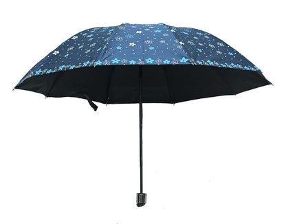 Floral Print Anti Uv/Rain 3 Folding Umbrella, Pack Of 1