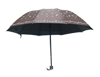 Floral Print Anti Uv/Rain 3 Folding Umbrella, Pack Of 1