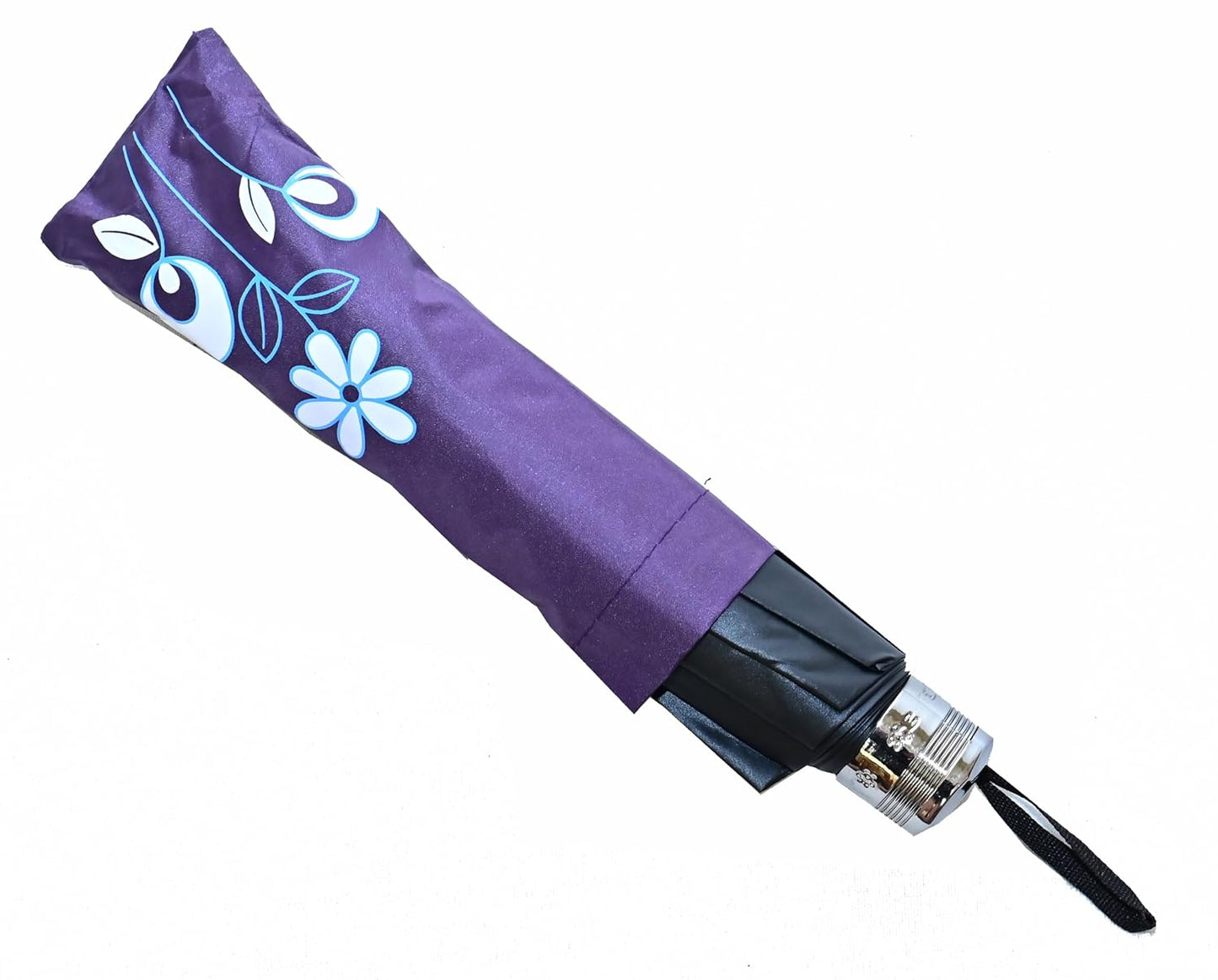 Floral Print Solid Color Stylish 3-Fold UV Protection Umbrella For Women Pack of 1