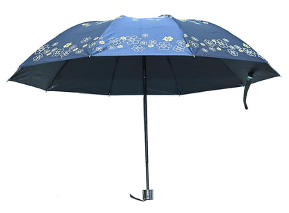 Rose Print Anti Uv/Rain 3 Folding Umbrella, Pack Of 1