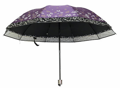 Stylish 3-Fold Umbrella All-Weather Comfort With Netted Border, Pack of 1