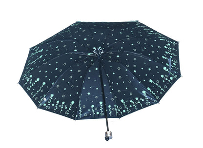 Double Printed 3 Folding Anti-Uv Sun/Rain Women Compact Umbrella, Pack of 1