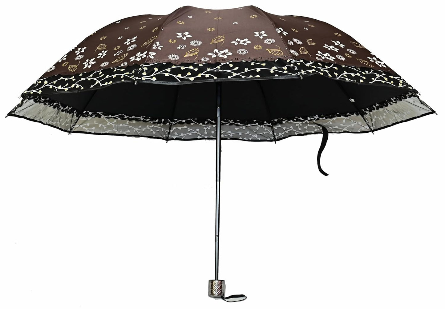Stylish 3-Fold Umbrella All-Weather Comfort With Netted Border, Pack of 1