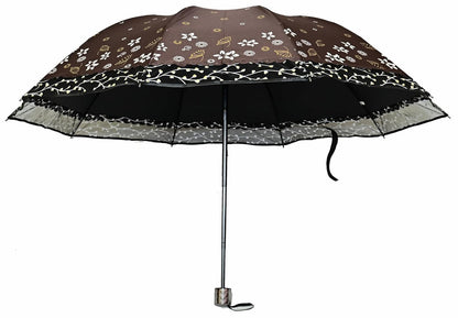Stylish 3-Fold Umbrella All-Weather Comfort With Netted Border, Pack of 1