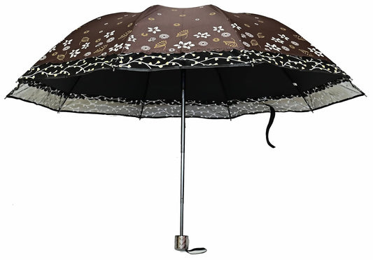 Stylish 3-Fold Umbrella All-Weather Comfort With Netted Border, Pack of 1