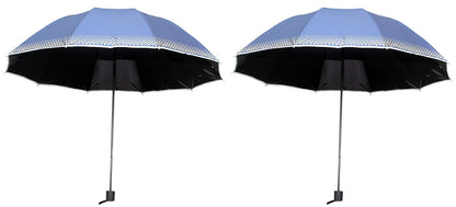 Plain MetallicColor 3 Folding Manual Open, Dome Shape Sun/Rain Office Umbrella for Women & Girls, Pack of 2 Umbrella