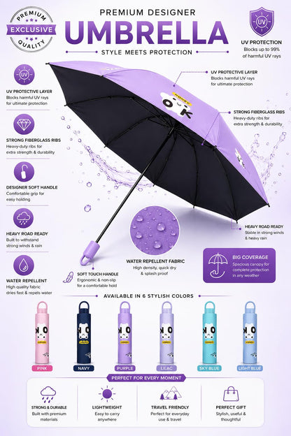 Cute Bear Print Compact 3 fold umbrella, UV Protection Dual Use