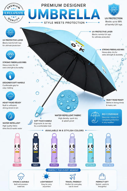 Cute Bear Print Compact 3 fold umbrella, UV Protection Dual Use
