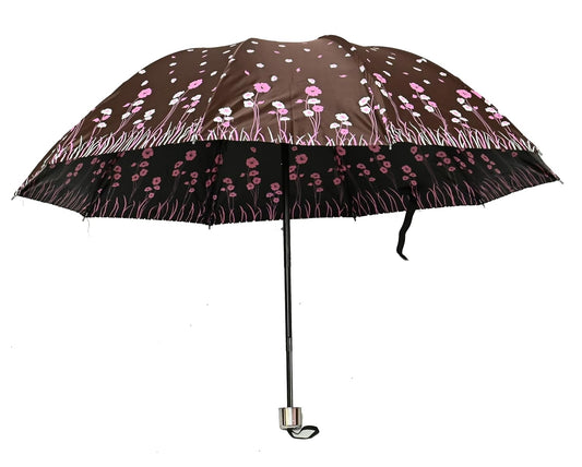 UV Rays Protection Under Print Triple Fold Umbrella For Women , Pack Of 1