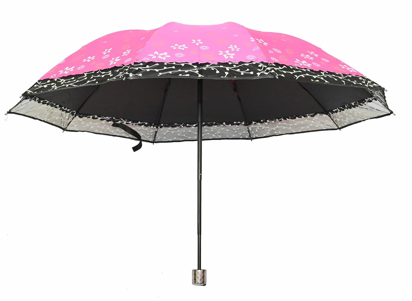 Stylish 3-Fold Umbrella All-Weather Comfort With Netted Border, Pack of 1