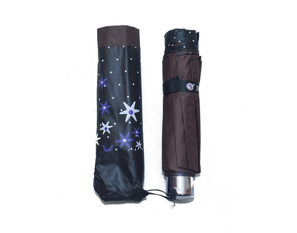 FloralPrinted 3 Fold Anti-Uv,Inner Solid Color Women Compact Umbrella,Pack of 1
