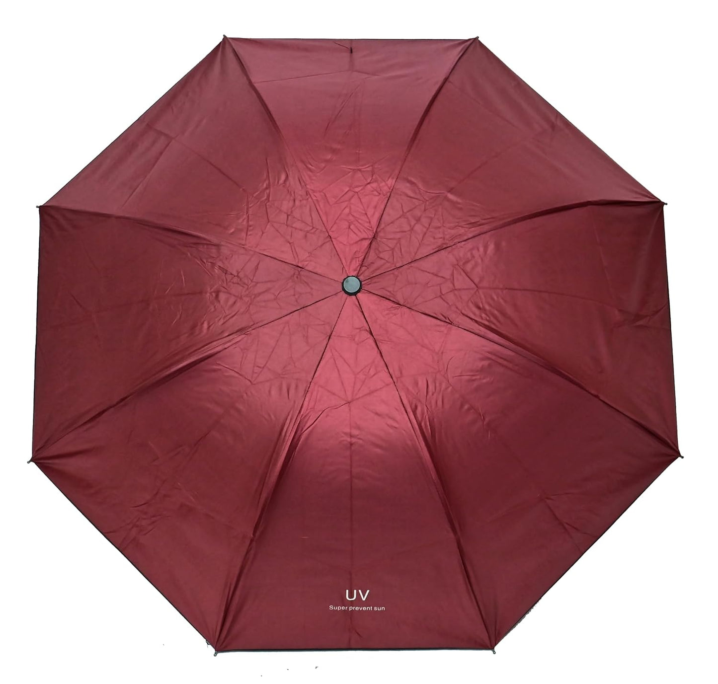 SOLID COLOR UV PROTECTION COMPACT EASY TO CARRY UNISEX 3 FOLD UMBRELLA,Pack Of 1