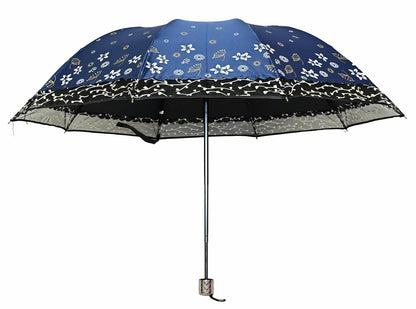 Stylish 3-Fold Umbrella All-Weather Comfort With Netted Border, Pack of 1