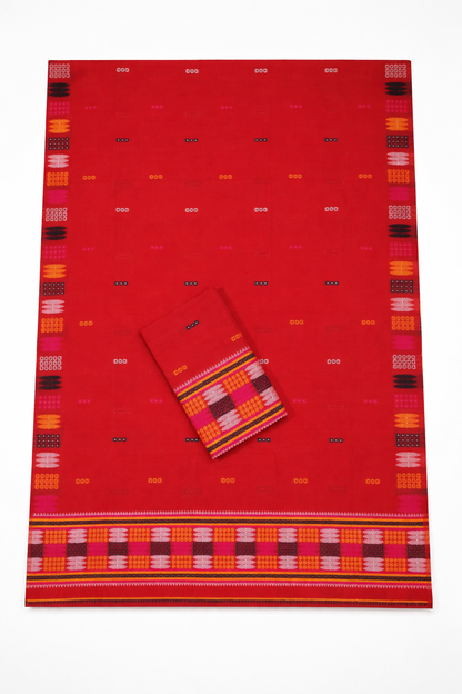 Soft Wash Cotton | Mekhela Chador Set | New Missing Design | Red