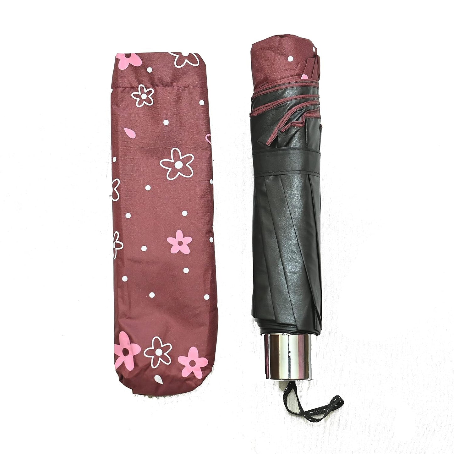Floral Print Anti Uv/Rain 3 Folding Umbrella, Pack Of 1