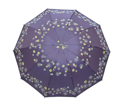 Rose Print Anti Uv/Rain 3 Folding Umbrella, Pack Of 1