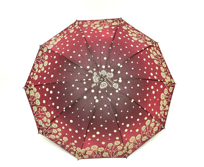 Windproof Shiny Under Print, Floral Pattern, Anti Uv, Sun/Rain 3 Folding Manual Umbrella for Women, Pack of 1