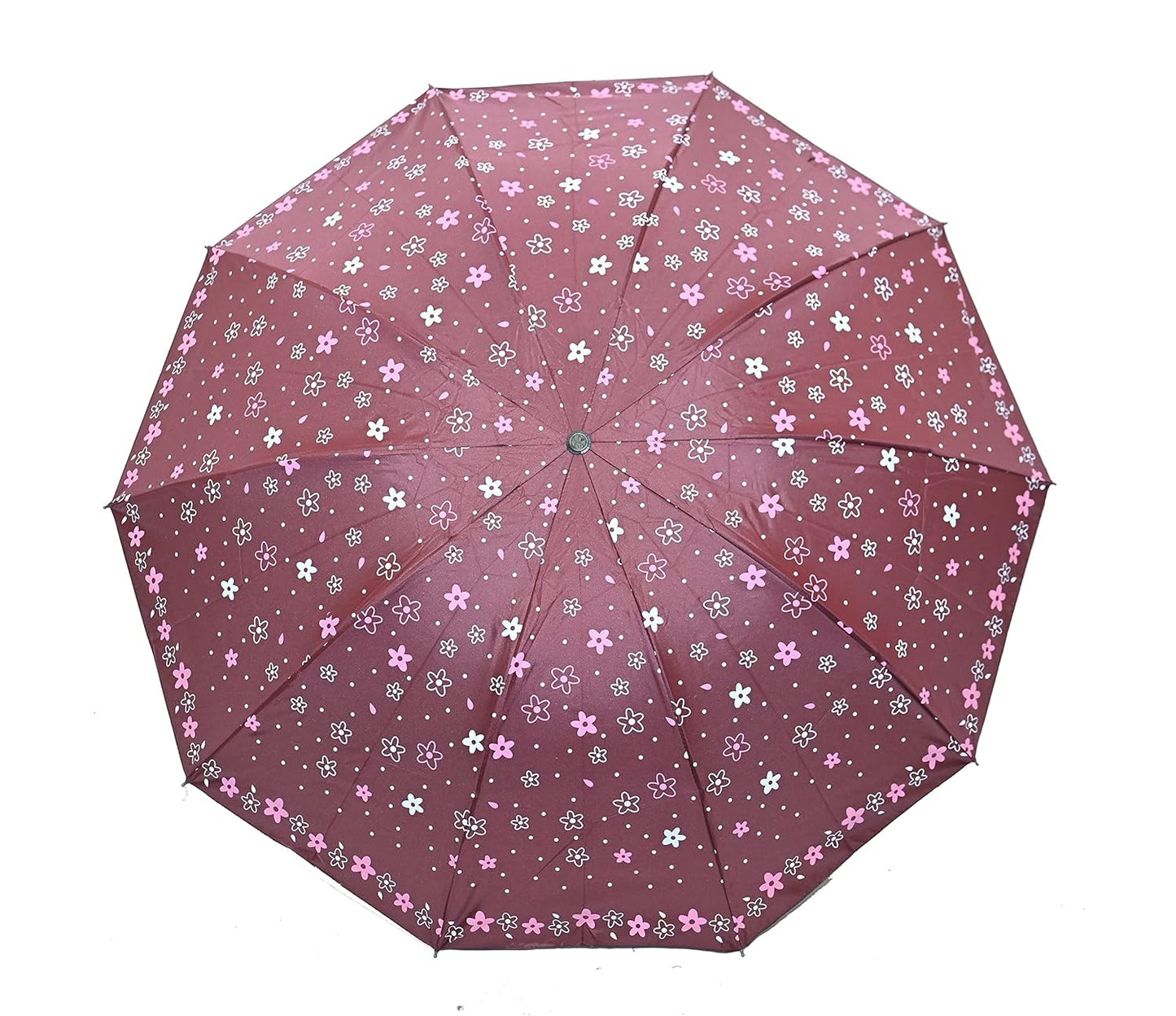 Floral Print Anti Uv/Rain 3 Folding Umbrella, Pack Of 1