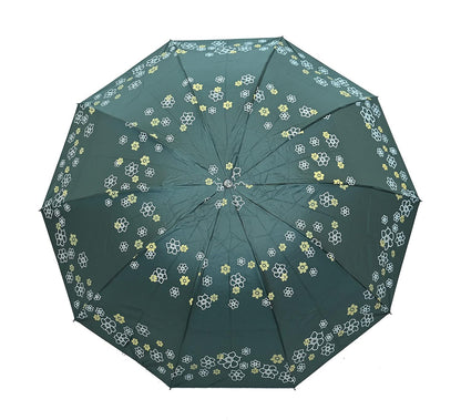 Rose Print Anti Uv/Rain 3 Folding Umbrella, Pack Of 1