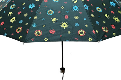 COMPACT 3 FOLD SUN/RAIN PRINTED UV PROTECTION UMBRELLA FOR WOMEN , Pack of 1