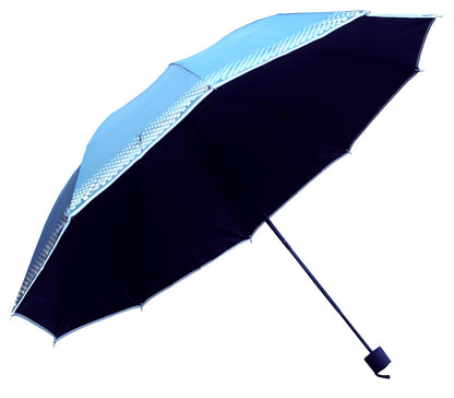 Plain MetallicColor 3 Folding Manual Open, Dome Shape Sun/Rain Office Umbrella for Women & Girls, Pack of 2 Umbrella