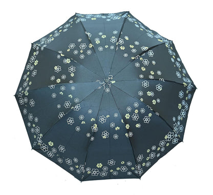 Rose Print Anti Uv/Rain 3 Folding Umbrella, Pack Of 1