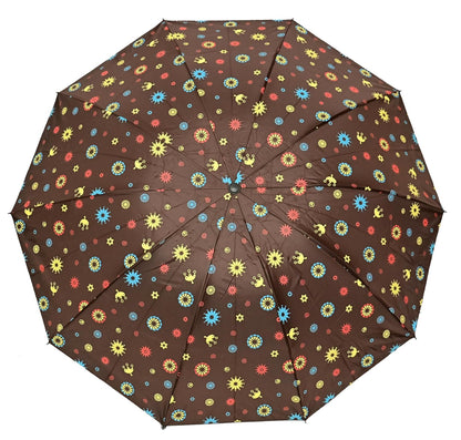 COMPACT 3 FOLD SUN/RAIN PRINTED UV PROTECTION UMBRELLA FOR WOMEN , Pack of 1