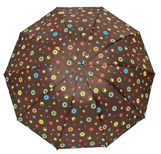 COMPACT 3 FOLD SUN/RAIN PRINTED UV PROTECTION UMBRELLA FOR WOMEN , Pack of 1