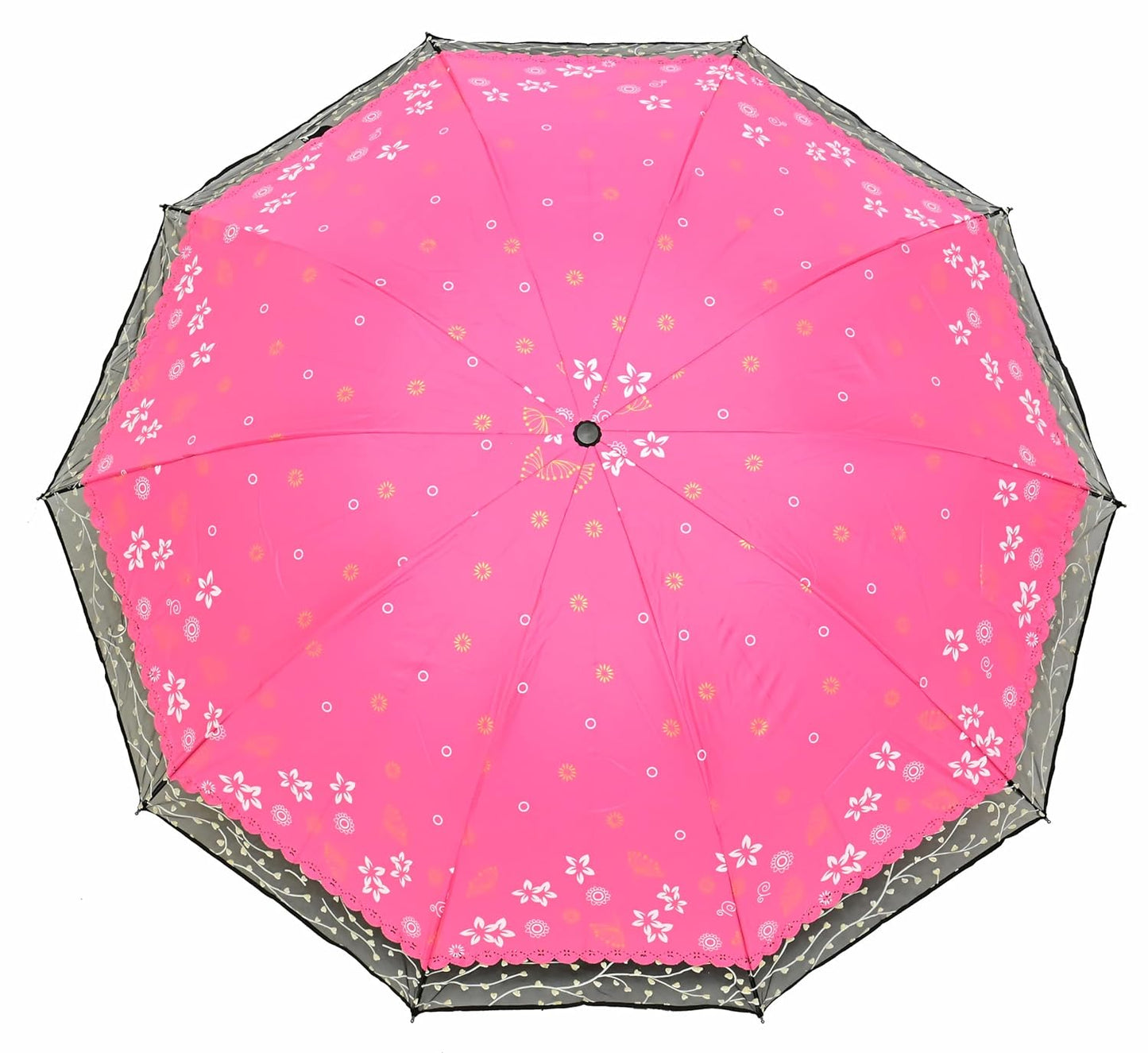 Stylish 3-Fold Umbrella All-Weather Comfort With Netted Border, Pack of 1