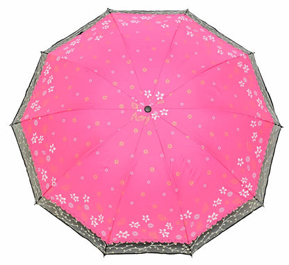 Stylish 3-Fold Umbrella All-Weather Comfort With Netted Border, Pack of 1