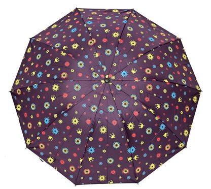 COMPACT 3 FOLD SUN/RAIN PRINTED UV PROTECTION UMBRELLA FOR WOMEN , Pack of 1