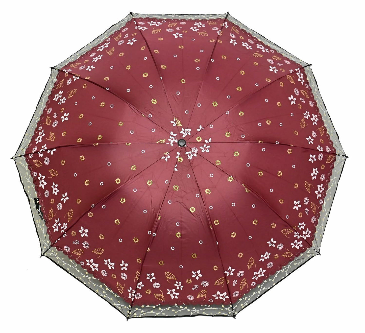Stylish 3-Fold Umbrella All-Weather Comfort With Netted Border, Pack of 1