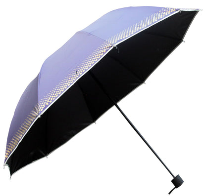 Plain MetallicColor 3 Folding Manual Open, Dome Shape Sun/Rain Office Umbrella for Women & Girls, Pack of 2 Umbrella