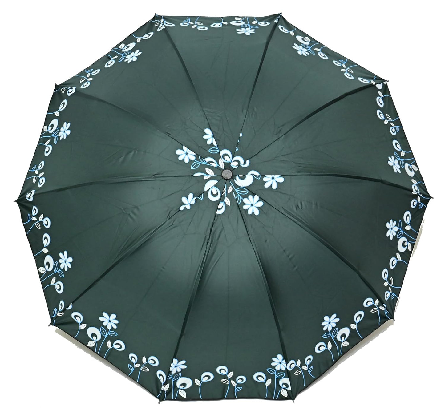 Floral Print Solid Color Stylish 3-Fold UV Protection Umbrella For Women Pack of 1