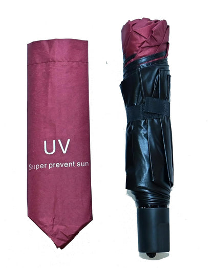 SOLID COLOR UV PROTECTION COMPACT EASY TO CARRY UNISEX 3 FOLD UMBRELLA,Pack Of 1