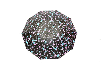 FloralPrinted 3 Fold Anti-Uv,Inner Solid Color Women Compact Umbrella,Pack of 1