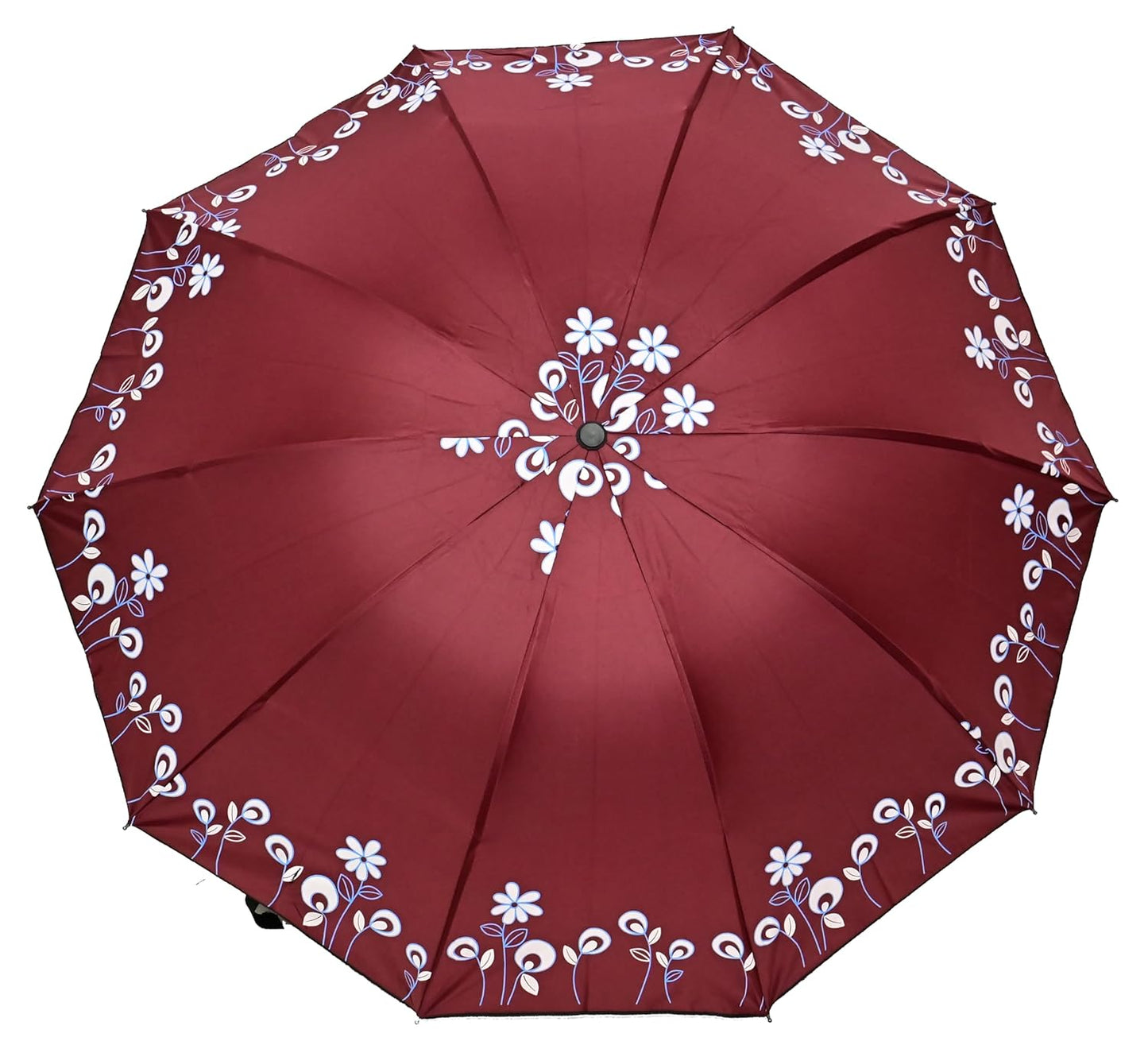 Floral Print Solid Color Stylish 3-Fold UV Protection Umbrella For Women Pack of 1