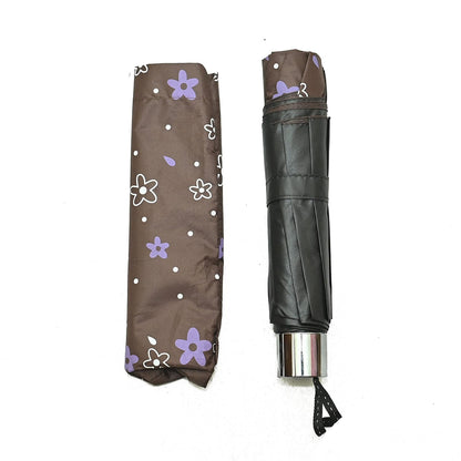 Floral Print Anti Uv/Rain 3 Folding Umbrella, Pack Of 1