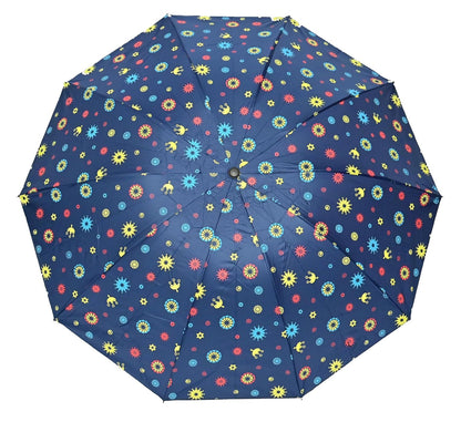 COMPACT 3 FOLD SUN/RAIN PRINTED UV PROTECTION UMBRELLA FOR WOMEN , Pack of 1