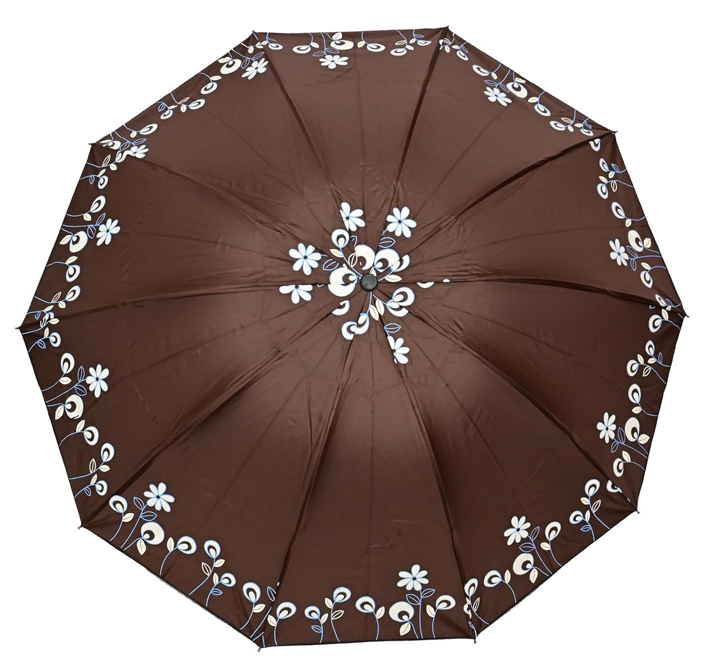 Floral Print Solid Color Stylish 3-Fold UV Protection Umbrella For Women Pack of 1