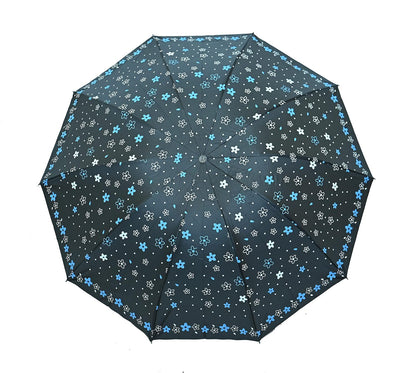 Floral Print Anti Uv/Rain 3 Folding Umbrella, Pack Of 1