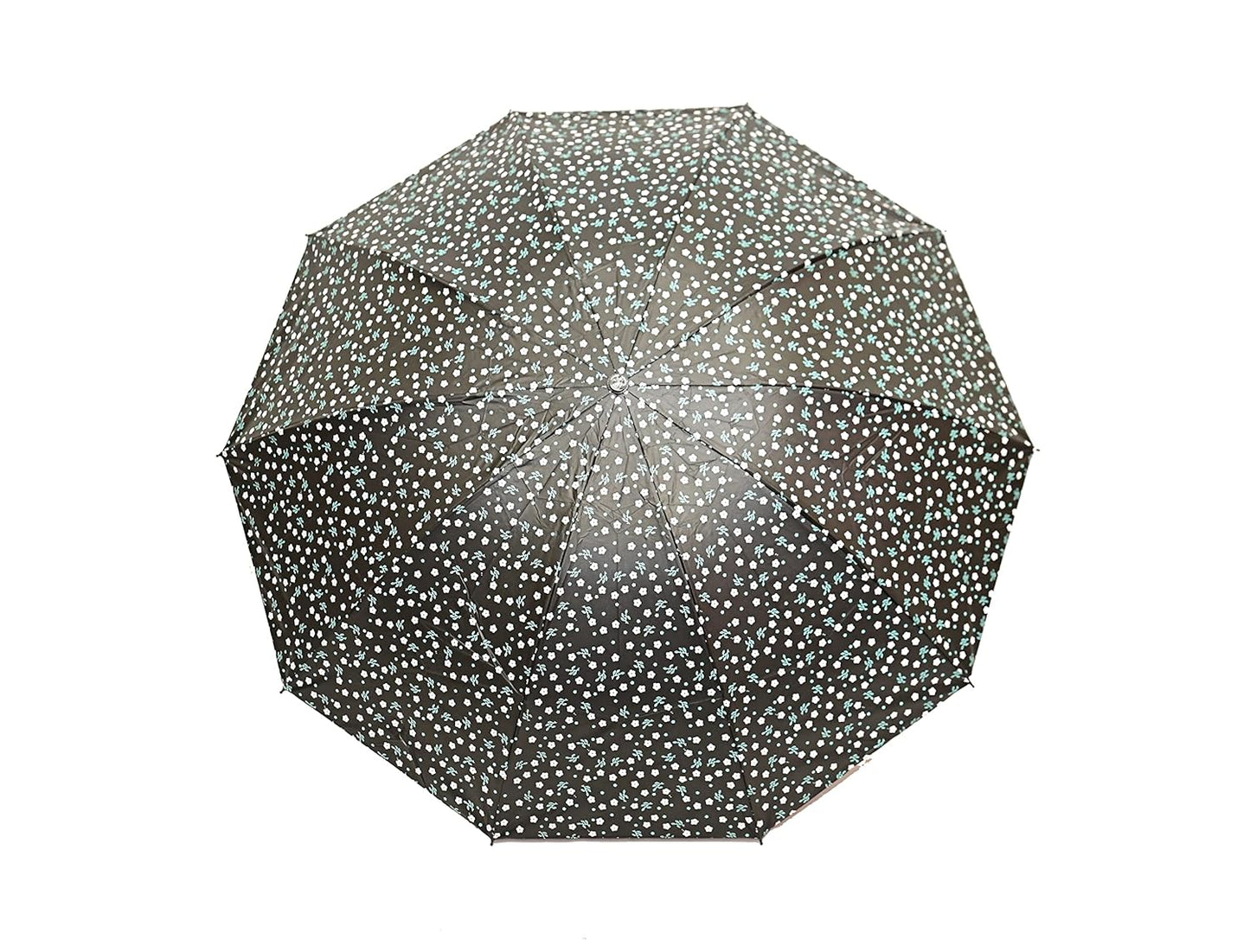 FloralPrinted 3 Fold Anti-Uv,Inner Solid Color Women Compact Umbrella,Pack of 1