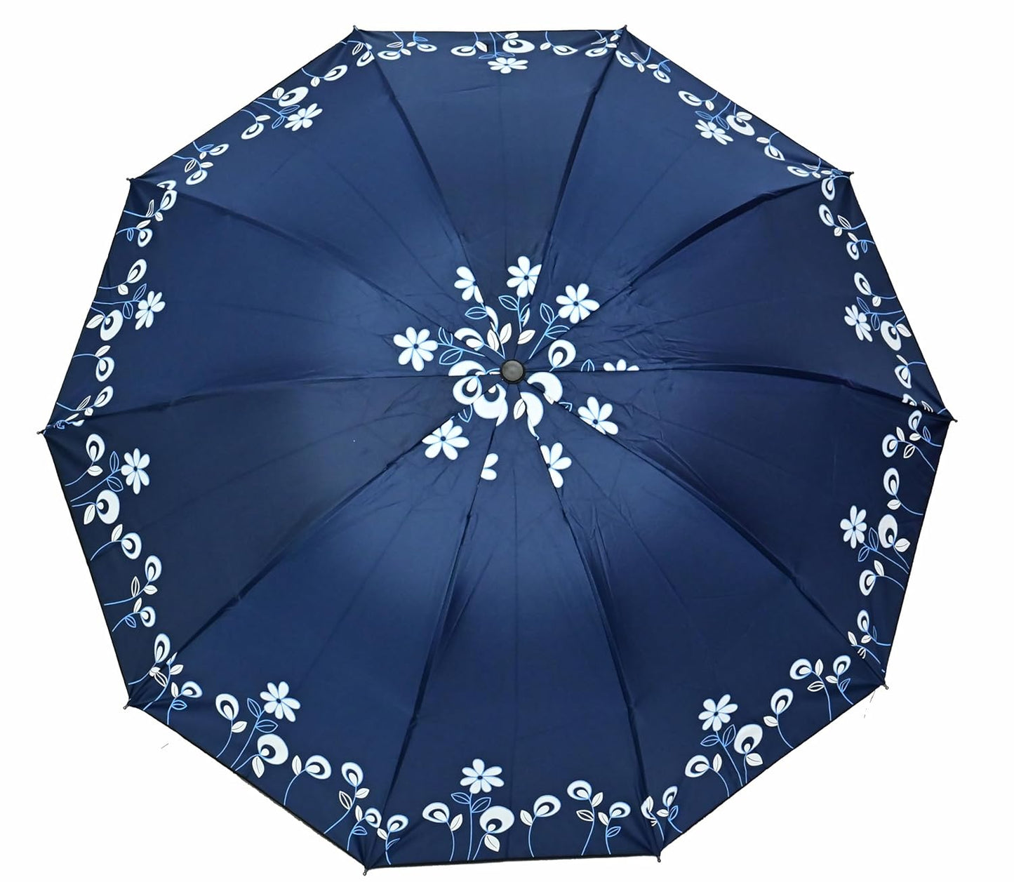 Floral Print Solid Color Stylish 3-Fold UV Protection Umbrella For Women Pack of 1