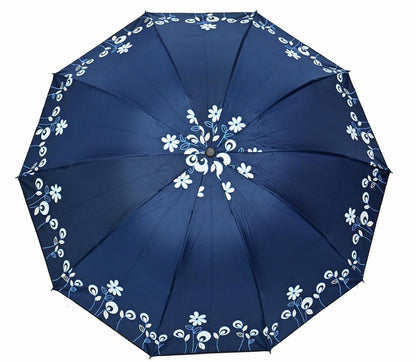 Floral Print Solid Color Stylish 3-Fold UV Protection Umbrella For Women Pack of 1