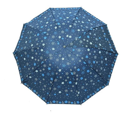 Floral Print Anti Uv/Rain 3 Folding Umbrella, Pack Of 1