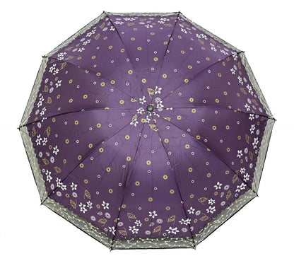 Stylish 3-Fold Umbrella All-Weather Comfort With Netted Border, Pack of 1
