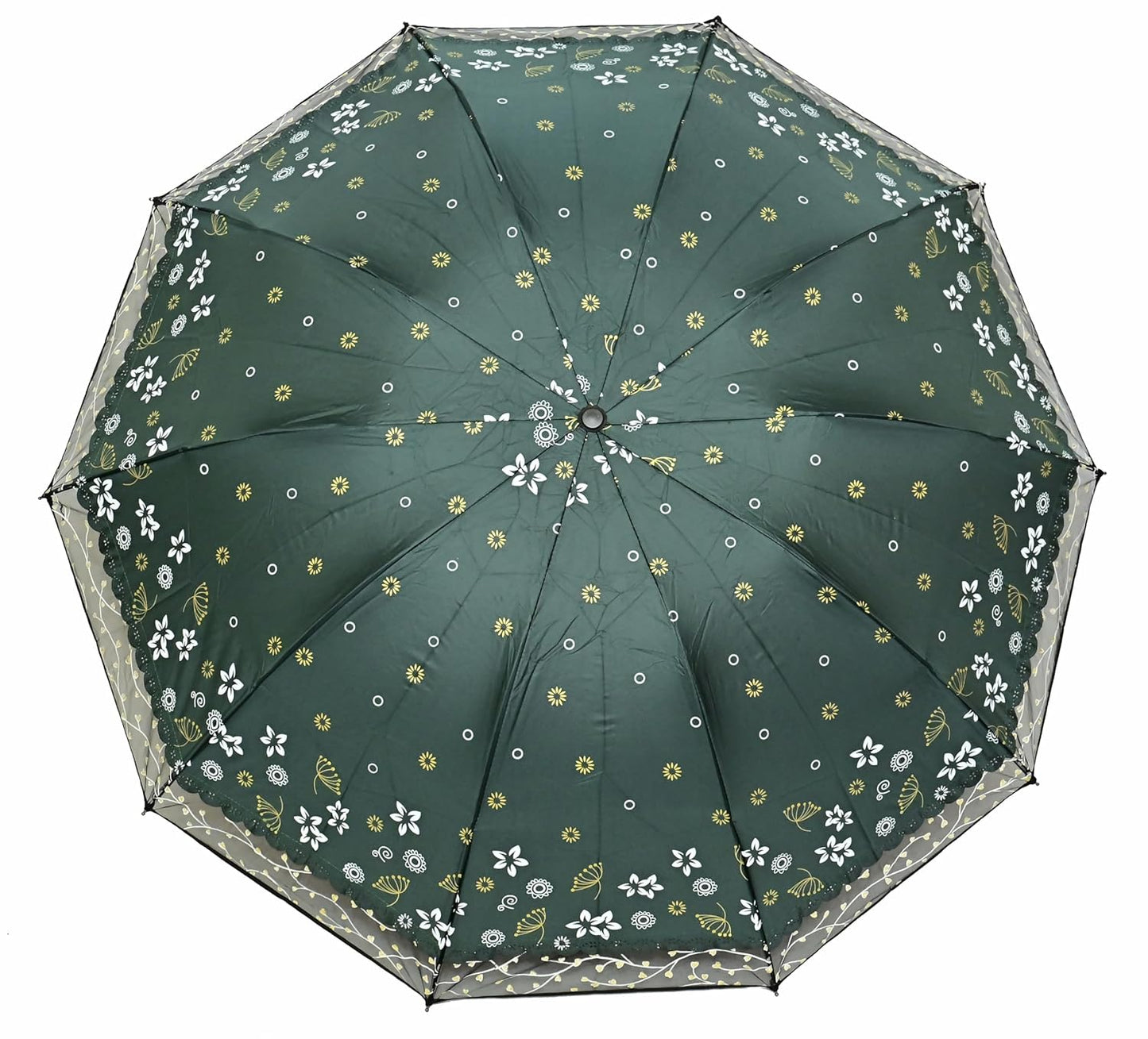 Stylish 3-Fold Umbrella All-Weather Comfort With Netted Border, Pack of 1