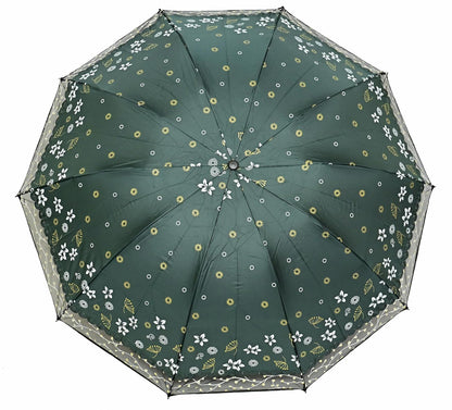 Stylish 3-Fold Umbrella All-Weather Comfort With Netted Border, Pack of 1