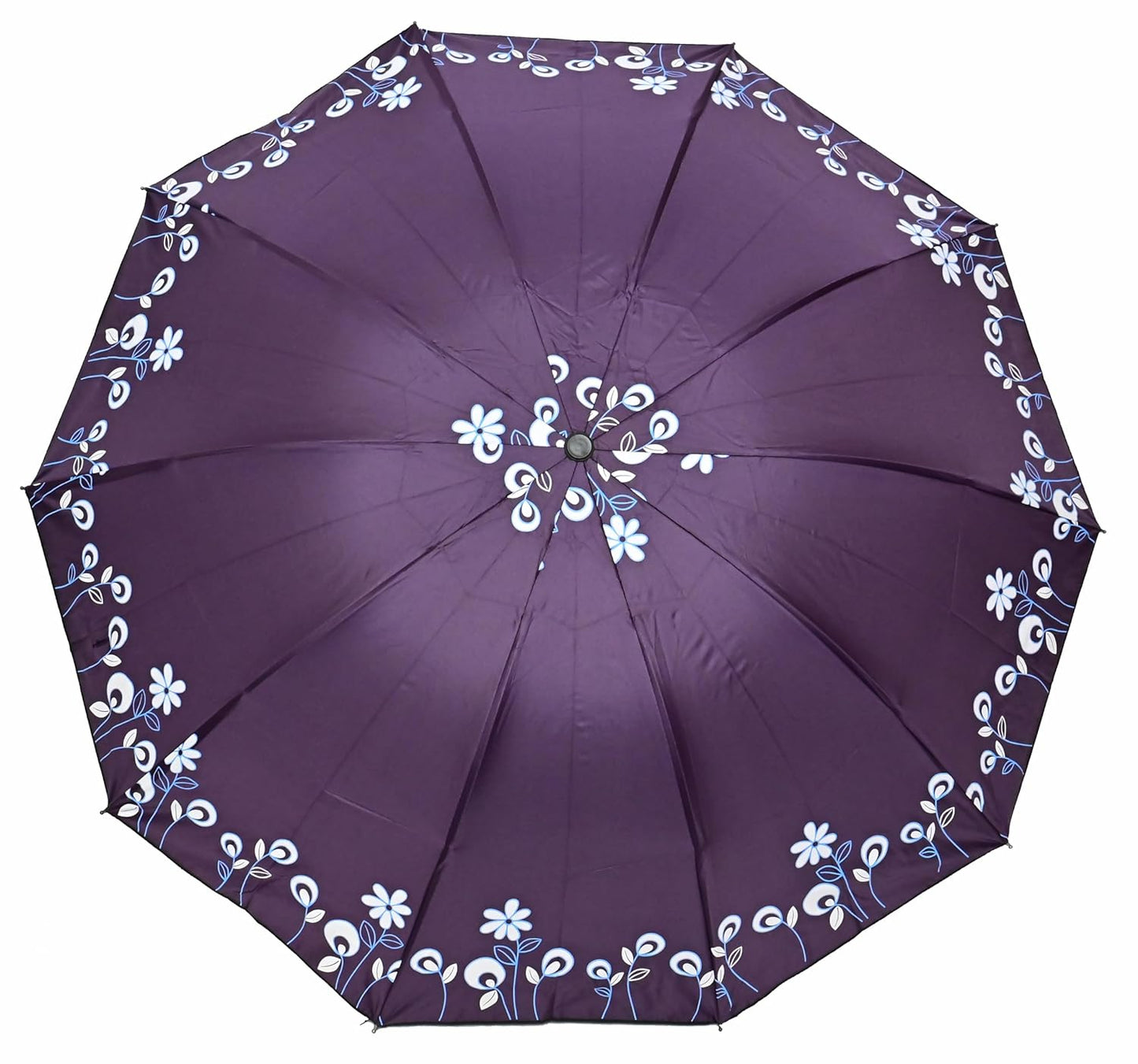 Floral Print Solid Color Stylish 3-Fold UV Protection Umbrella For Women Pack of 1